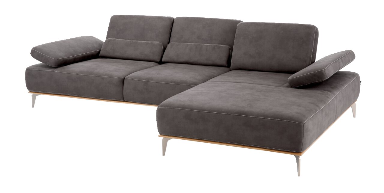 Grijze longchair-set Valnatura 16580 SPRINT met verstelbare armleuningen, zijaanzicht