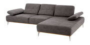 Grijze longchair-set Valnatura 16580 SPRINT met verstelbare armleuningen, zijaanzicht