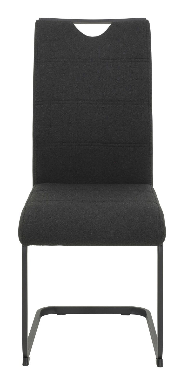 Schwarzer Schwingstuhl aus der Frontalperspektive