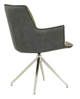 Rückansicht eines modernen Sessels mit grauem Bezug und Metallbeinen, Modell Novel Sessel OSAKA 3.0