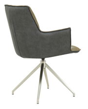 Rückansicht eines modernen Sessels mit grauem Bezug und Metallbeinen, Modell Novel Sessel OSAKA 3.0