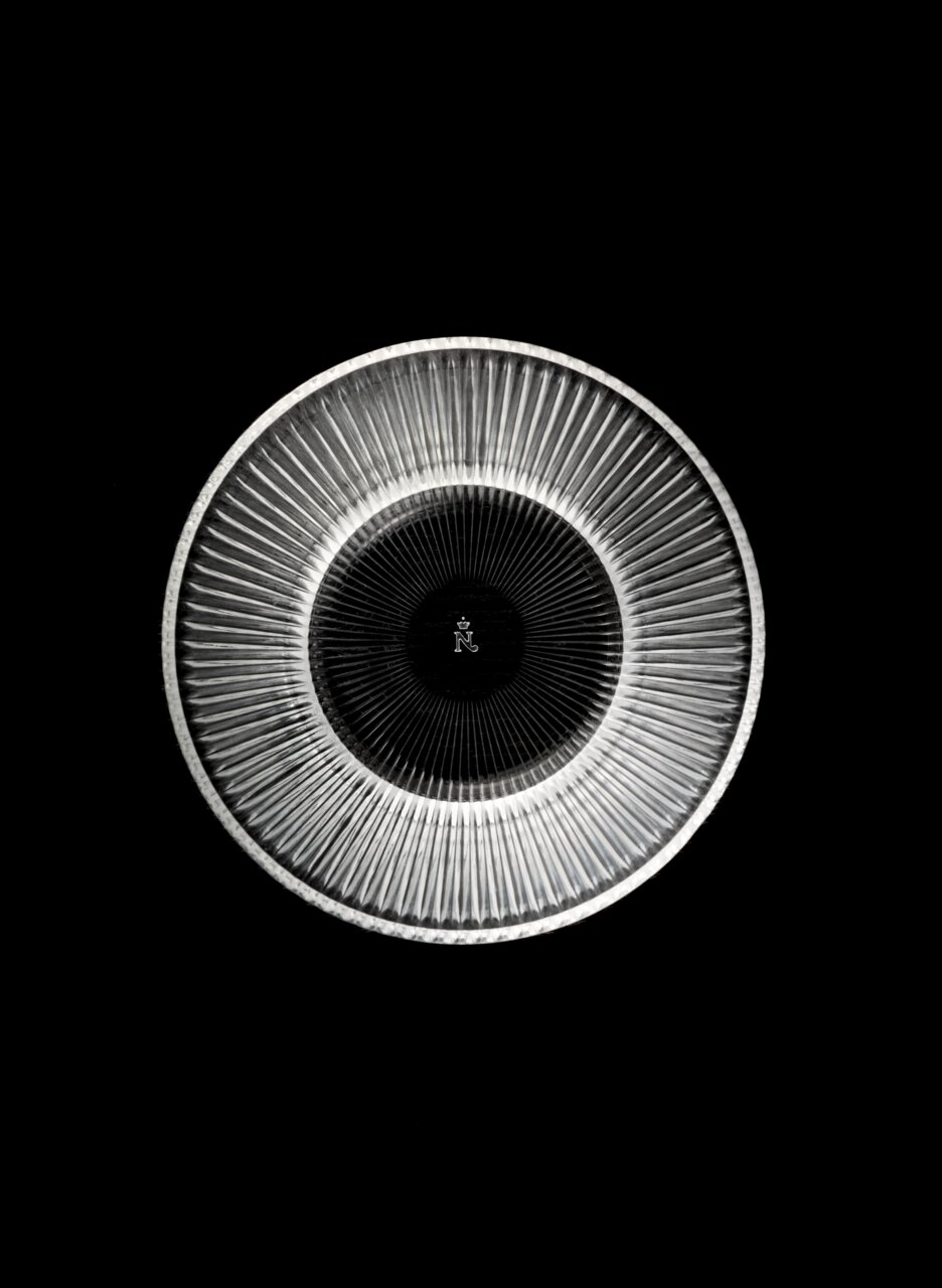 Glasierte Schale mit geriffeltem Design, Draufsicht