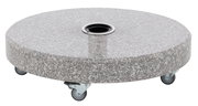 Runder Granitsockel mit Rollen, seitliche Perspektive