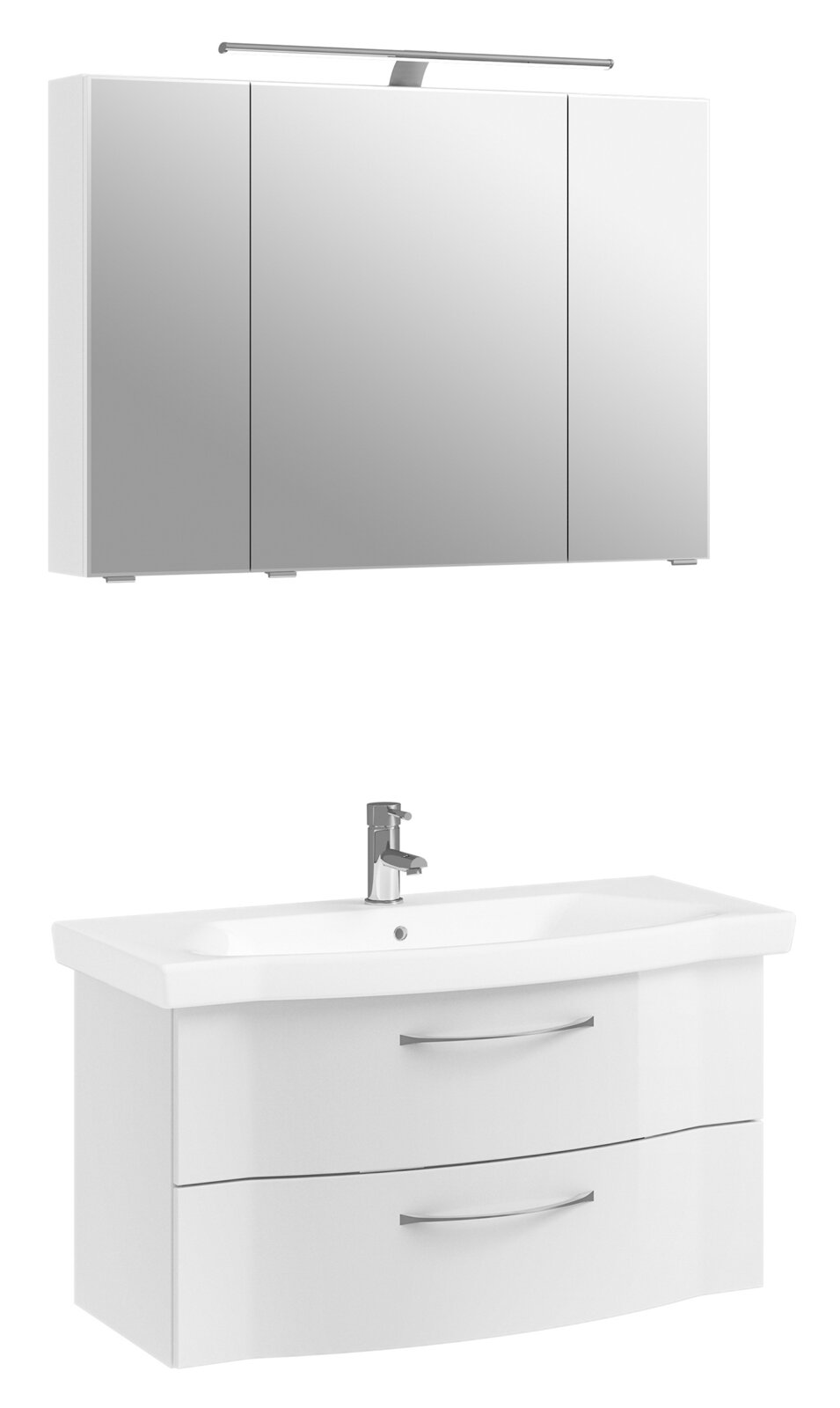 Pelipal Badblock SERIE 6005 SPRINT Moderner Badblock mit Spiegelschrank und Waschbeckenunterschrank, Frontalansicht