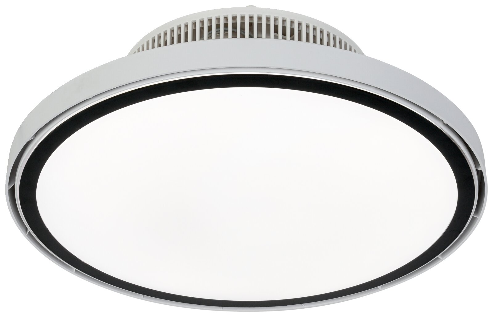Moderne plafondventilator met ingebouwde verlichting, zijaanzicht