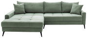 Grünes Ecksofa mit linker Ottomane, Vorderansicht