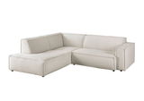 Eckkombination Sofa in hellem Stoff, perspektivisch von vorne links fotografiert