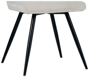 Moderner Hocker mit schwarzem Metallgestell und gepolsterter Sitzfläche in Seitenansicht