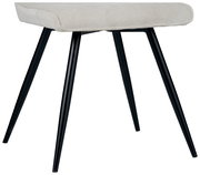 Moderner Hocker mit schwarzem Metallgestell und gepolsterter Sitzfläche in Seitenansicht