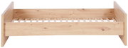 Holzfarbenes Babybett aus hellem Holz mit sichtbarer Holzmaserung, frontal fotografiert.