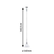 Hängelampe mit einem Durchmesser von 140 mm und einer Länge von 140,5 cm, seitliche Perspektive