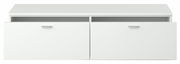 Weißes TV-Lowboard mit zwei Schubladen, Frontansicht
