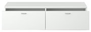 Weißes TV-Lowboard mit zwei Schubladen, Frontansicht