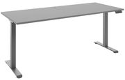 Moderner E-Schreibtisch in Grau mit höhenverstellbaren Beinen, seitliche Perspektive