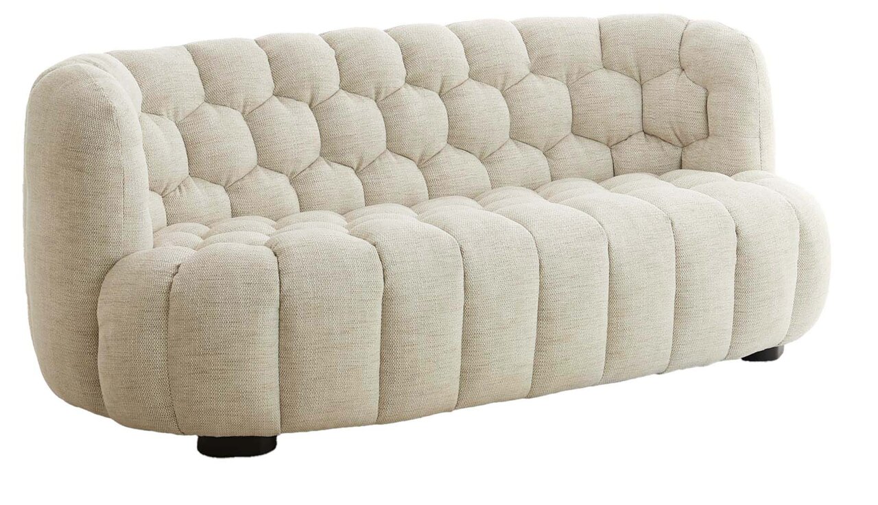 Light&Living Bank AMARA Beige Couch mit gepolstertem Design, seitliche Perspektive