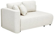Beige Recamiere mit zwei Rückenkissen und einem Seitenkissen, seitliche Perspektive