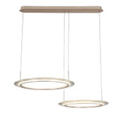 Moderne LED-hanglamp met twee ringvormige lichtelementen, zijaanzicht
