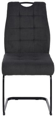 Schwarzer Schwingstuhl mit gestepptem Stoffbezug, Vorderansicht