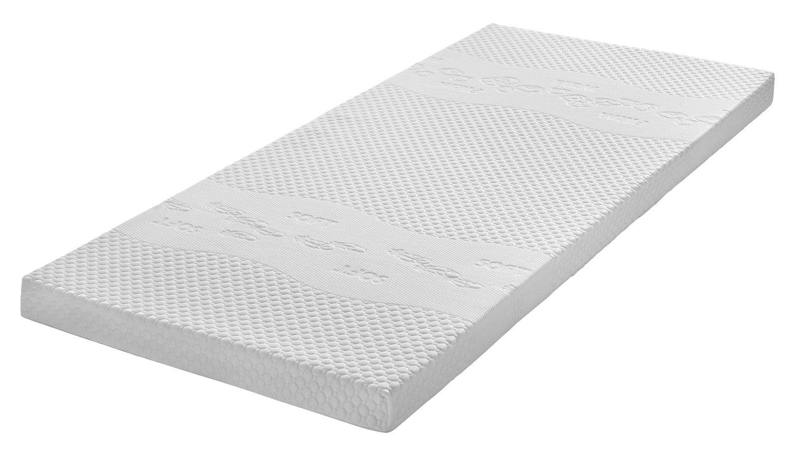 Alberto Martinelli Hybridschaumtopper PREMIO LINEA Hybridschaumtopper in schräger Perspektive, zeigt die strukturierte Oberfläche und das elegante Design.