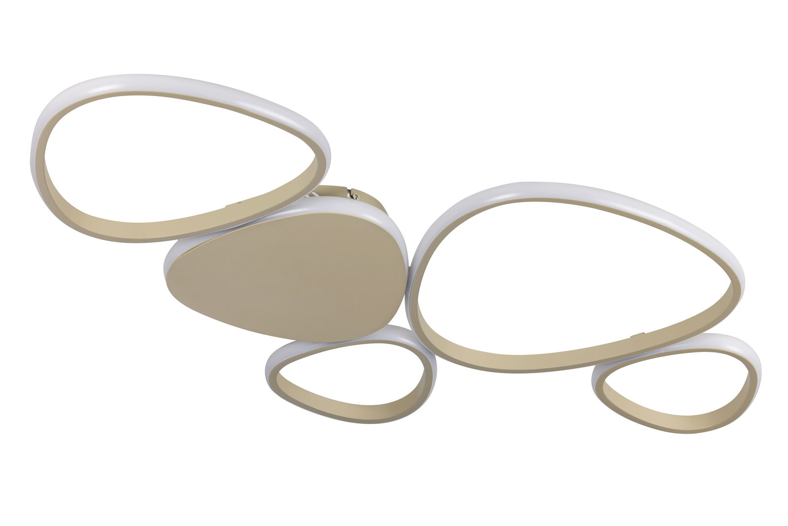 Moderne LED-Deckenleuchte mit organischen Formen, seitliche Perspektive