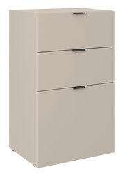 Standelement mit drei Schubkästen in Beige, frontale Perspektive
