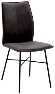 Moderner schwarzer Stuhl mit Metallbeinen, seitliche Perspektive