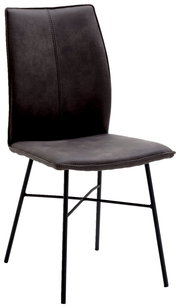 Moderner schwarzer Stuhl mit Metallbeinen, seitliche Perspektive