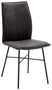 Moderner schwarzer Stuhl mit Metallbeinen, seitliche Perspektive