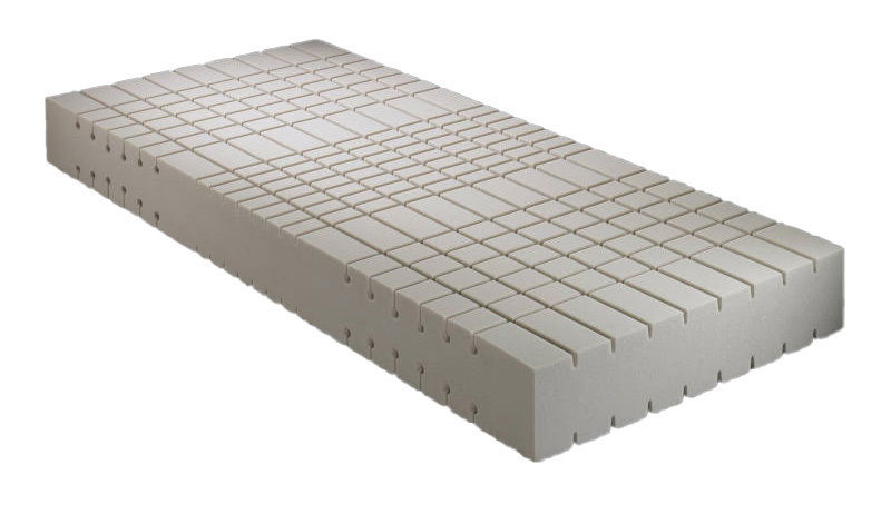 Komfortschaummatratze 90 x 200 cm in seitlicher Perspektive mit strukturierter Oberfläche