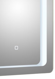 Moderner Badezimmerspiegel mit LED-Beleuchtung, seitliche Perspektive