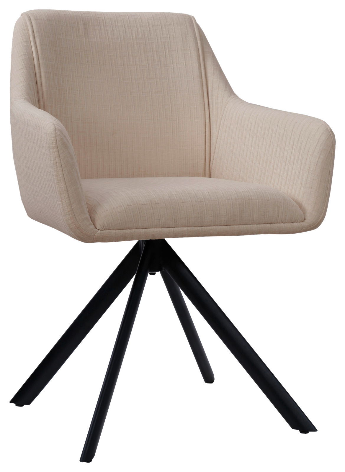Hom´in Armlehnstuhl BERNY Beiger Armlehnstuhl mit schwarzem Metallgestell, seitliche Perspektive