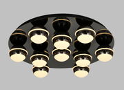 Moderne LED-Deckenleuchte mit mehreren runden Leuchtelementen, Ansicht von unten