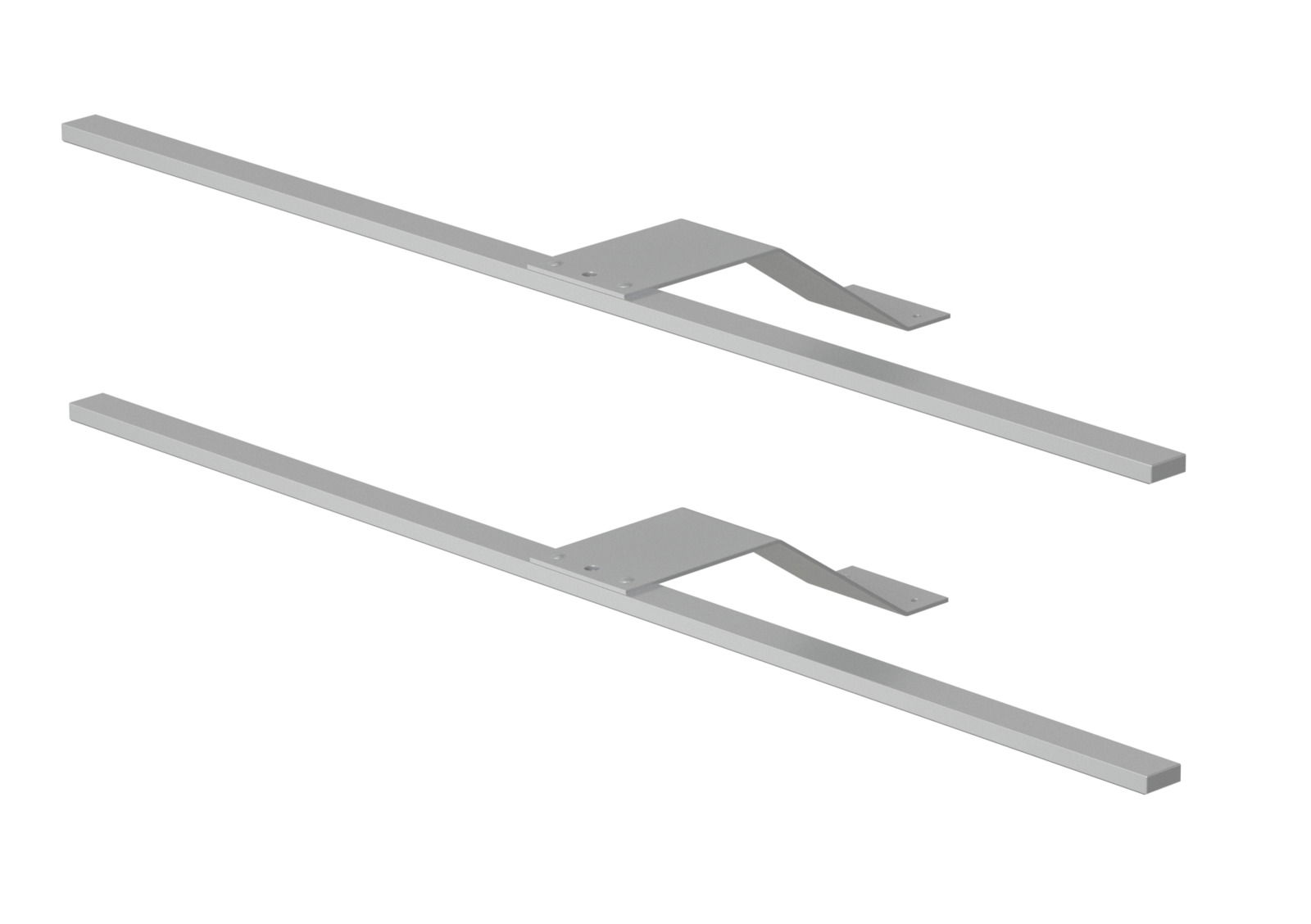 Zwei silberne Metallstreben in seitlicher Perspektive, Teil eines 2er Sets für Außenbeleuchtung.