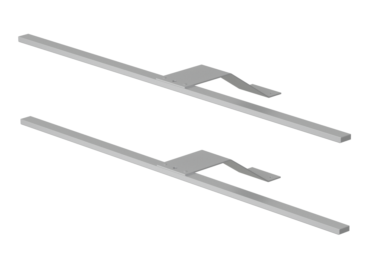 Jutzler Außenbeleuchtung 2er Set JUTZLER Zwei silberne Metallstreben in seitlicher Perspektive, Teil eines 2er Sets für Außenbeleuchtung.