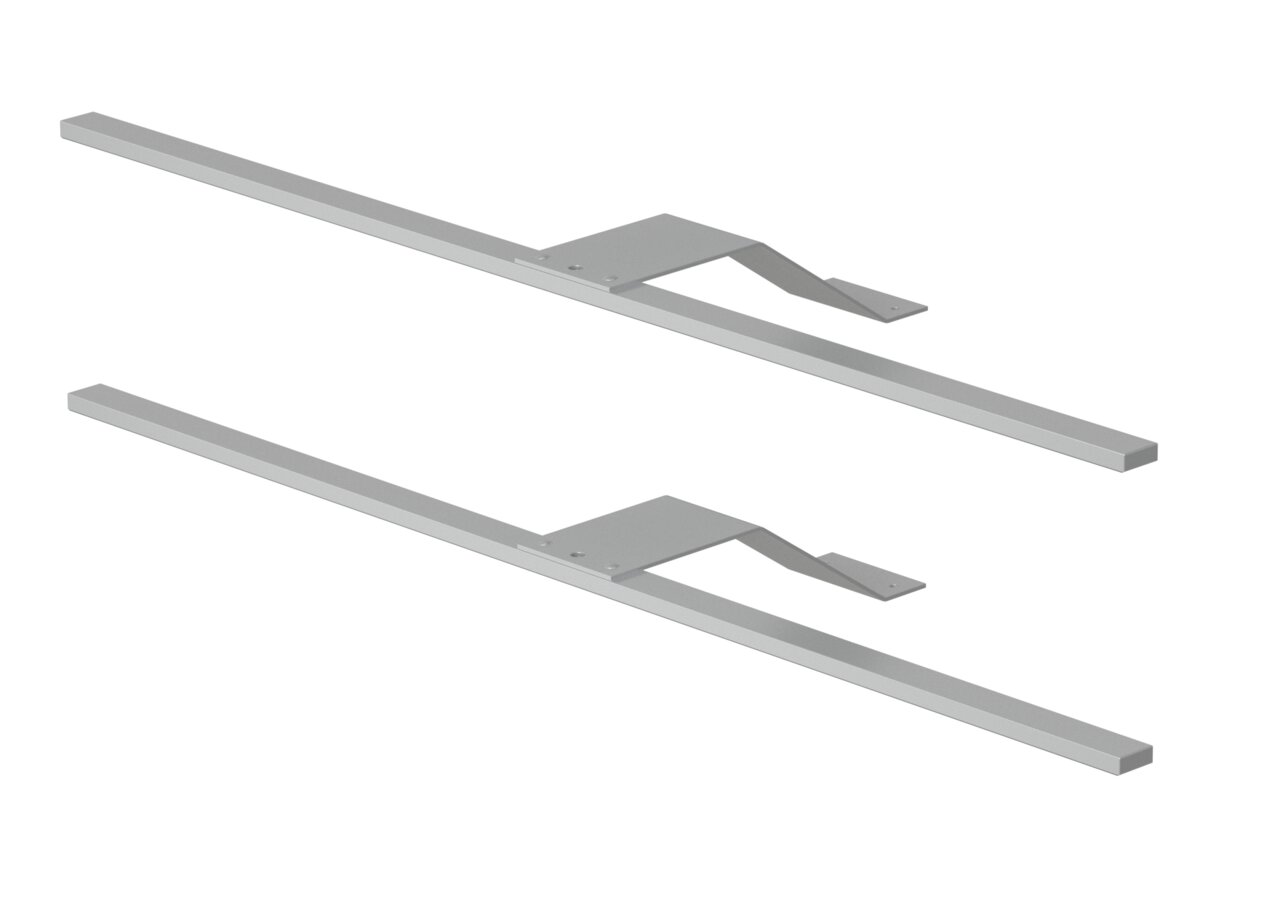Zwei silberne Metallstreben in seitlicher Perspektive, Teil eines 2er Sets für Außenbeleuchtung.