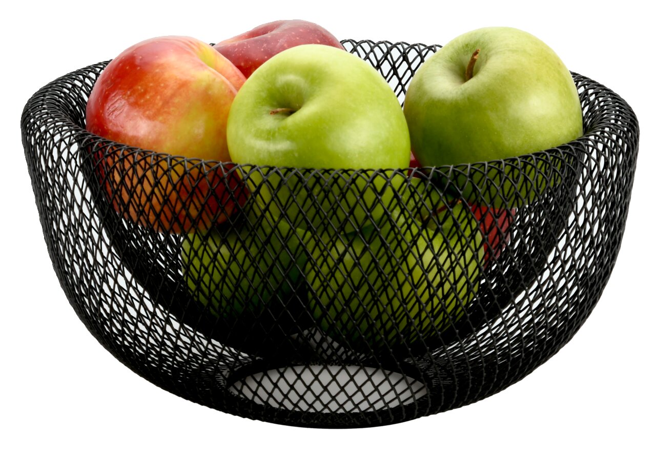 Kesper Brot- und Obstkorb Metallkorb mit Äpfeln, seitliche Perspektive