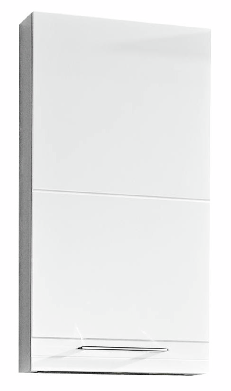XORA Wandschrank DORIA Weißer Wandschrank mit glatter Oberfläche und silbernem Griff, Frontalansicht