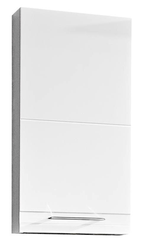 XORA Wandschrank DORIA Weißer Wandschrank mit glatter Oberfläche und silbernem Griff, Frontalansicht