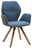 Valnatura Armlehnenstuhl PIANO Moderner Armlehnenstuhl mit blauem Stoffbezug und Holzbeinen, seitliche Perspektive
