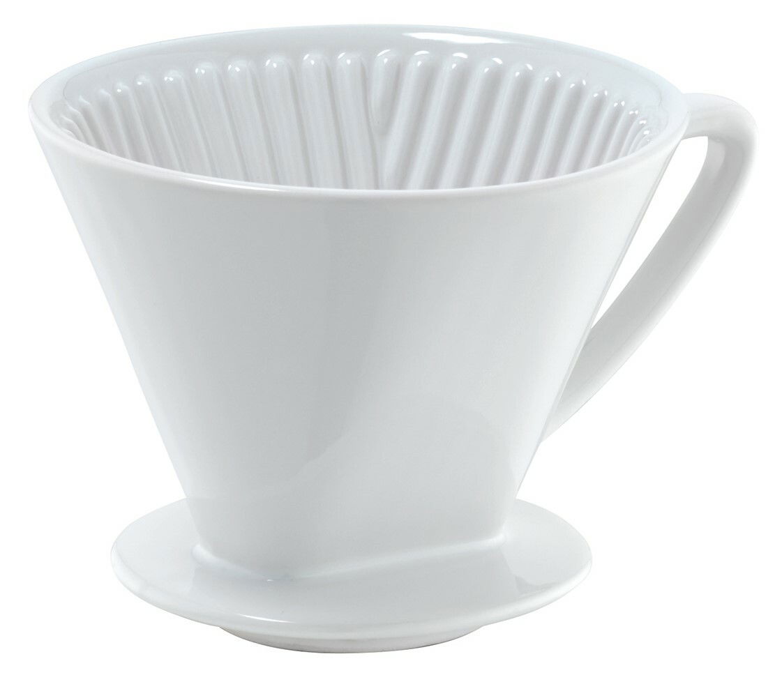Cilio Kaffeefilter Größe 4 Weißer Kaffeefilter Größe 4 aus Porzellan, seitliche Perspektive