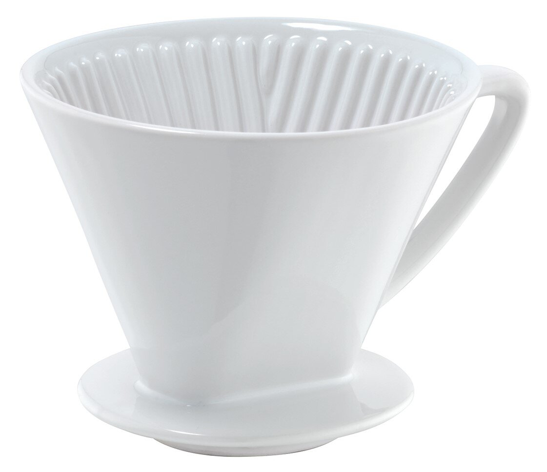 Cilio Koffiefilter maat 4 Weißer Kaffeefilter Größe 4 aus Porzellan, seitliche Perspektive