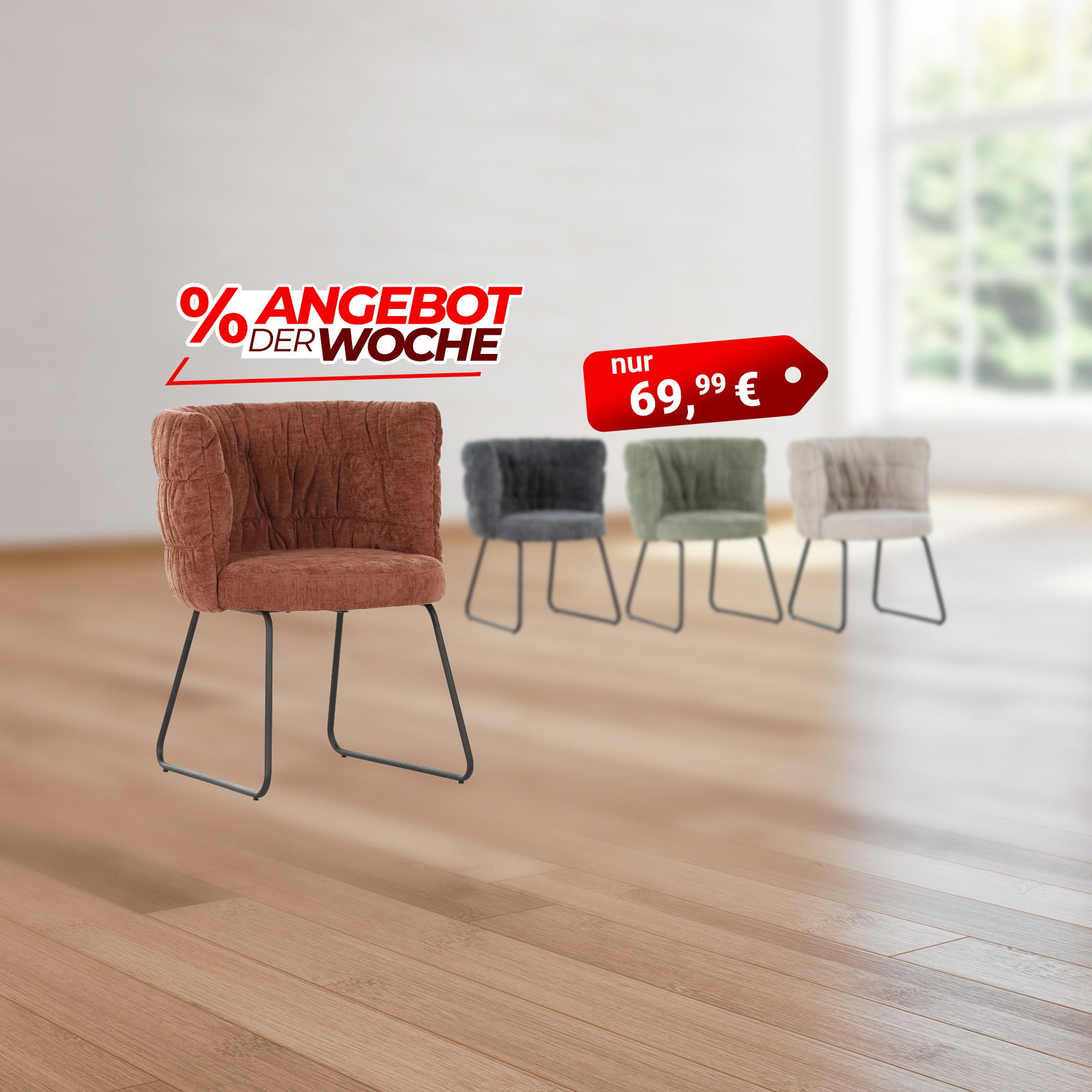 Angebot der Woche: Polsterstuhl in mehreren Farben, nur 69,99 €