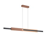 Moderne Pendelleuchte in Kupfer und Schwarz, seitliche Perspektive