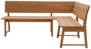 Eckbank aus Holz in L-Form, Perspektive von vorne