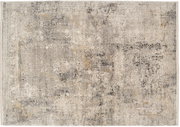 Designer Teppich in Grau- und Beigetönen mit abstraktem Muster, Draufsicht