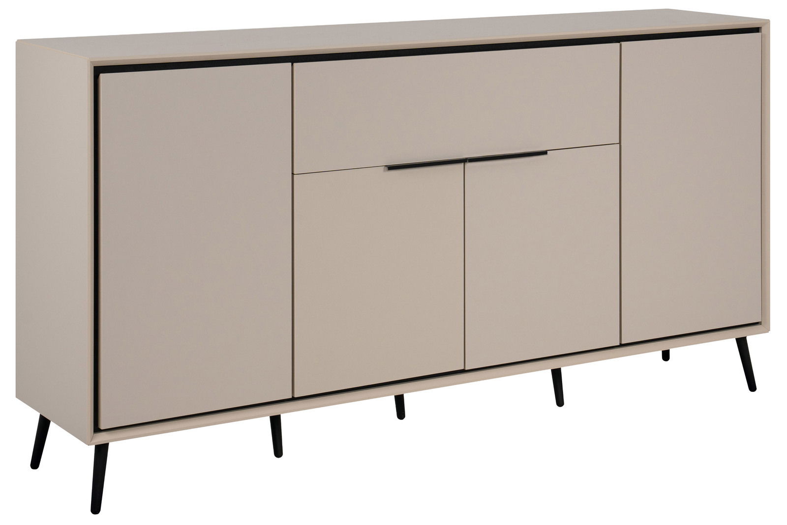 Z2 Sideboard ARONA Modernes Sideboard in Beige mit schwarzen Beinen, seitliche Perspektive