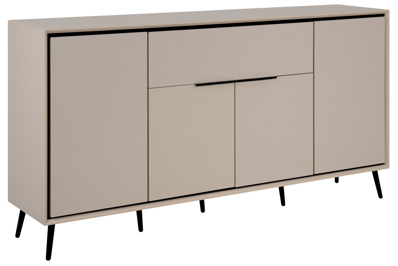 Z2 Dressoir ARONA Modernes Sideboard in Beige mit schwarzen Beinen, seitliche Perspektive