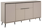 Modern dressoir in beige met zwarte poten, zijaanzicht