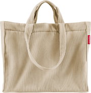 Beige Cord-Shopper von reisenthel mit zwei langen Tragehenkeln, Frontansicht vor weißem Hintergrund.