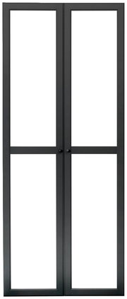 Schwarzes Doppeltür-Set aus Metall mit Glas, Frontalansicht